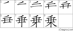 乗: Stroke Order Diagram