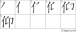 仰: Stroke Order Diagram