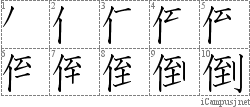 倒: Stroke Order Diagram