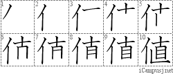 値: Stroke Order Diagram