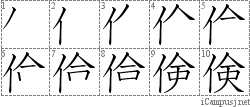 倹: Stroke Order Diagram