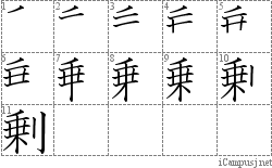 剰: Stroke Order Diagram