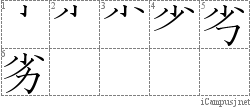 劣: Stroke Order Diagram