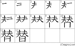 替: Stroke Order Diagram