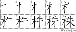 株: Stroke Order Diagram