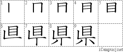 県: Stroke Order Diagram