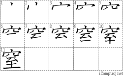 窒: Stroke Order Diagram