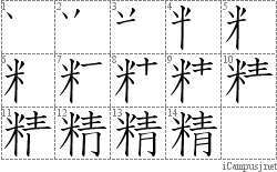 精: Stroke Order Diagram