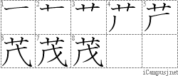 茂: Stroke Order Diagram