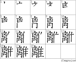 離: Stroke Order Diagram