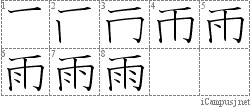 雨: Stroke Order Diagram