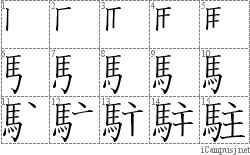 駐: Stroke Order Diagram