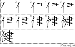 健 携帯漢字筆順 Mobile Kanji Stroke Order Animation