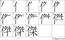 傑: Stroke Order Diagram