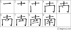 南: Stroke Order Diagram