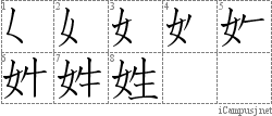 姓: Stroke Order Diagram