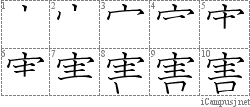 害: Stroke Order Diagram