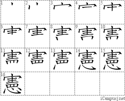 憲: Stroke Order Diagram