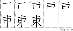 東: Stroke Order Diagram