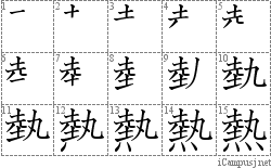 熱: Stroke Order Diagram