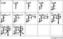 疎: Stroke Order Diagram