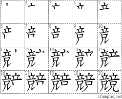 競: Stroke Order Diagram