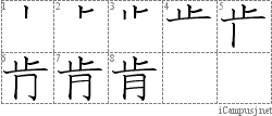 肯: Stroke Order Diagram