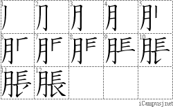 脹: Stroke Order Diagram