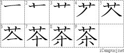 茶: Stroke Order Diagram