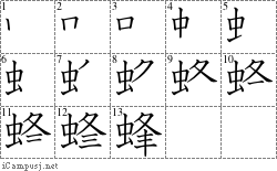 蜂: Stroke Order Diagram