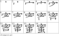 蜜 宓虫 漢字筆順辞書 Kanji Stroke Order Dictionary For Associative Learning