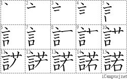 諾: Stroke Order Diagram