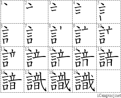 識: Stroke Order Diagram