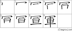 軍: Stroke Order Diagram