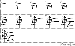 転: Stroke Order Diagram