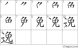 逸: Stroke Order Diagram