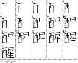 醒: Stroke Order Diagram