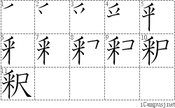 釈: Stroke Order Diagram