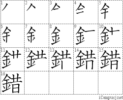 錯: Stroke Order Diagram