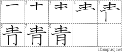 青: Stroke Order Diagram