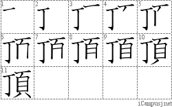 頂: Stroke Order Diagram