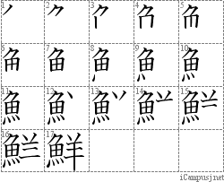 鮮: Stroke Order Diagram